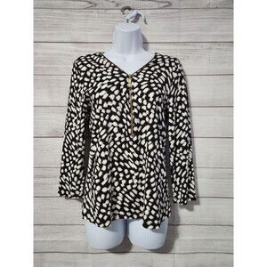 Rafaella medium v-neck black white sweater